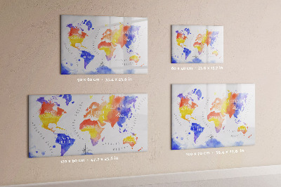 Magnetic erase board Watercolor world map
