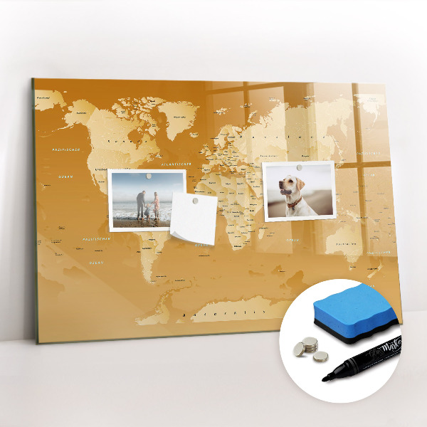 Magnetic erase board World map