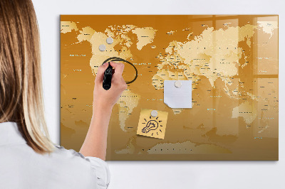 Magnetic board with marker World Map