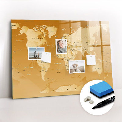 Magnetic erase board World map