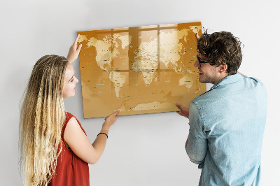 Magnetic erase board World map