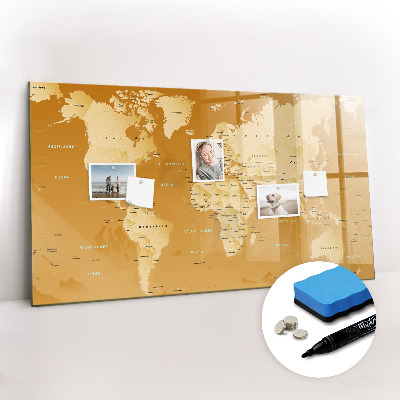 Magnetic board with marker World Map