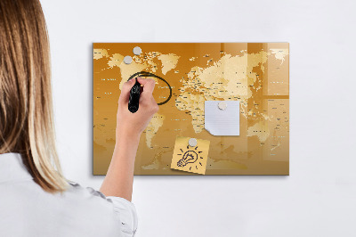 Magnetic erase board World map