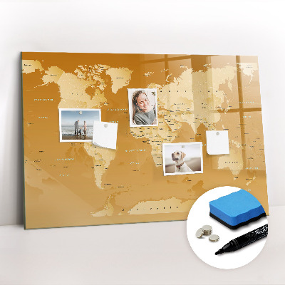 Magnetic board with marker World Map