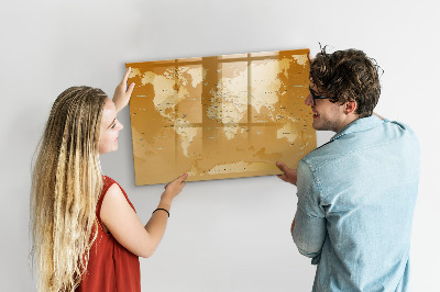 Magnetic erase board World map