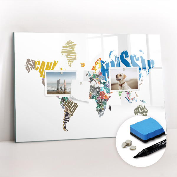 Magnetic board for drawing Text map of the world