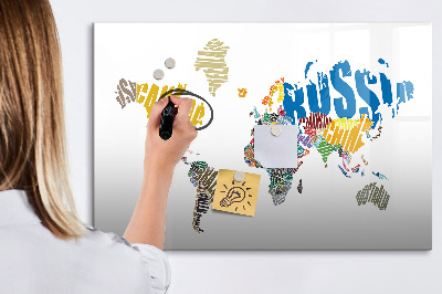 Magnetic erase board Text map of the world