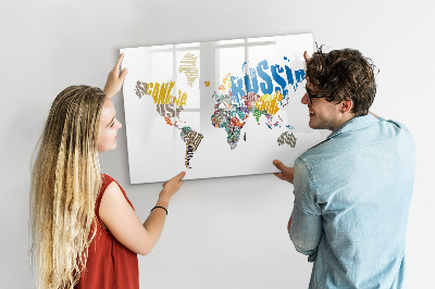 Magnetic board for drawing Text map of the world