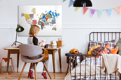 Magnetic erase board Text map of the world