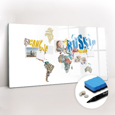 Magnetic board for drawing Text map of the world