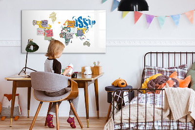 Magnetic board for drawing Text map of the world