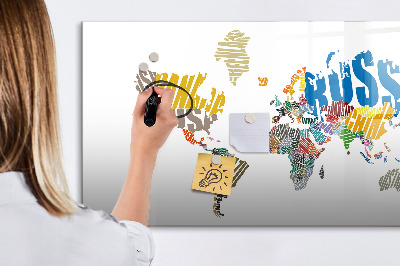 Magnetic board for drawing Text map of the world