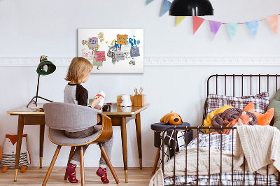 Magnetic erase board Text map of the world