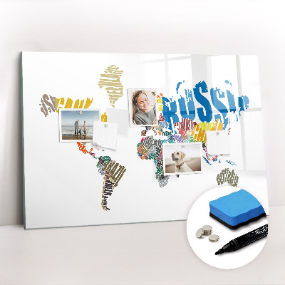 Magnetic board for drawing Text map of the world