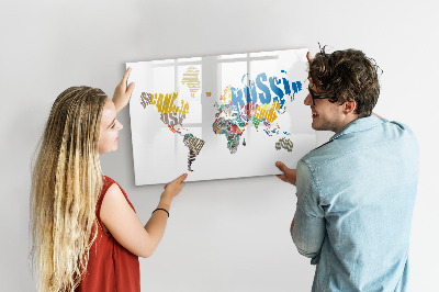 Magnetic board for drawing Text map of the world