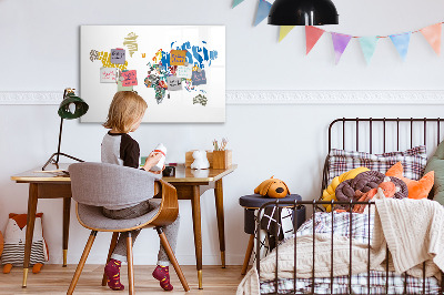 Magnetic board for drawing Text map of the world
