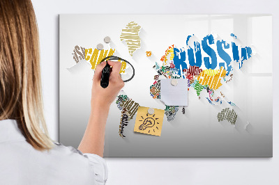 Magnetic board for drawing Text map of the world