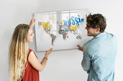 Magnetic board for drawing Text map of the world