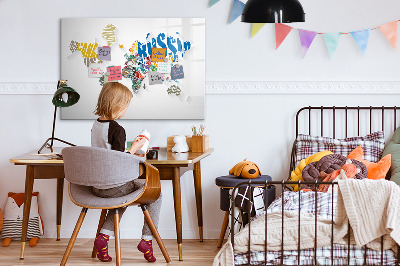 Magnetic board for drawing Text map of the world