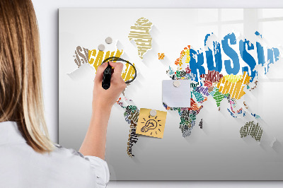 Magnetic board for drawing Text map of the world