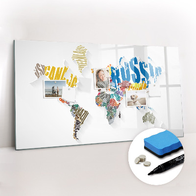 Magnetic board for drawing Text map of the world