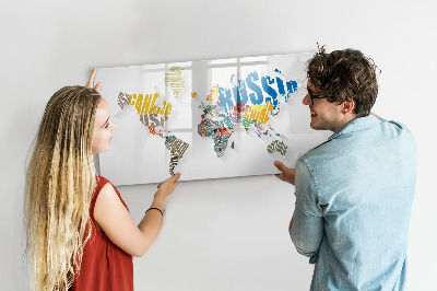 Magnetic board for drawing Text map of the world