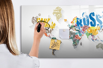 Magnetic board for drawing Text map of the world