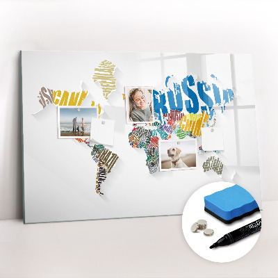 Magnetic board for drawing Text map of the world