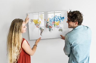 Magnetic board for drawing Text map of the world