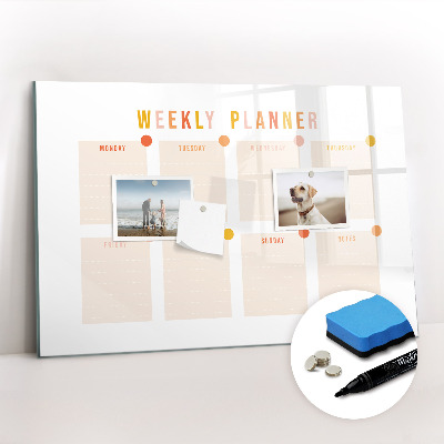 Magnetic writing board Weekly planner