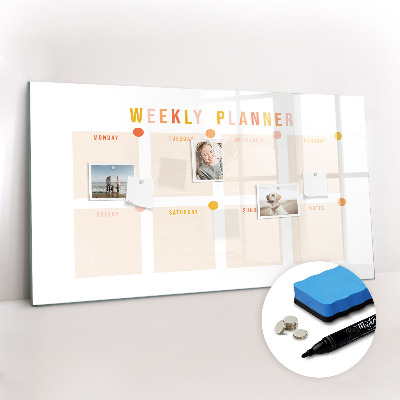 Magnetic writing board Weekly planner