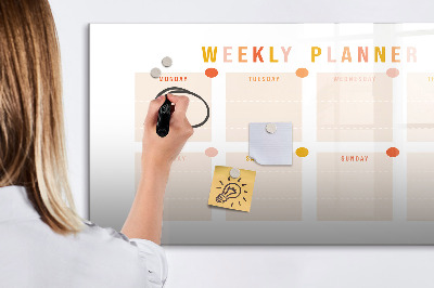 Magnetic writing board Weekly planner