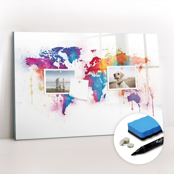 Magnetic erase board World map