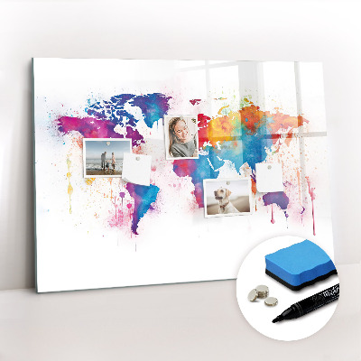 Magnetic writing board World map