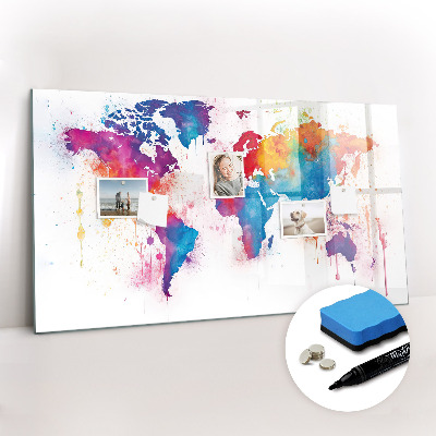 Magnetic erase board World map