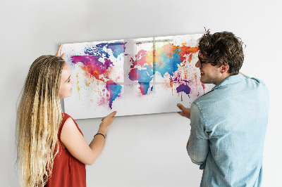 Magnetic erase board World map