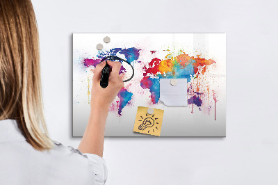 Magnetic erase board World map