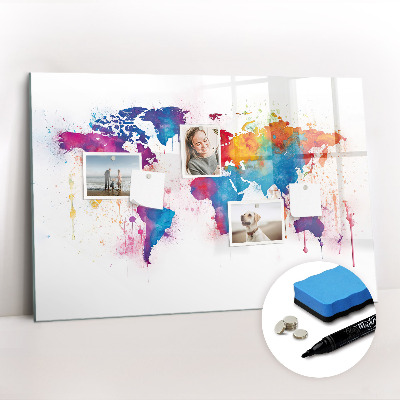 Magnetic erase board World map