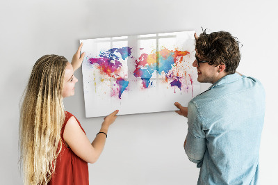 Magnetic erase board World map
