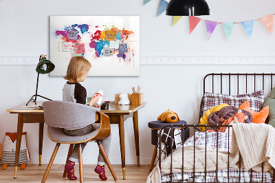Magnetic erase board World map