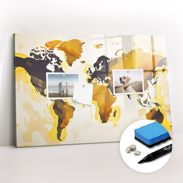 Magnetic writing board Abstract world map