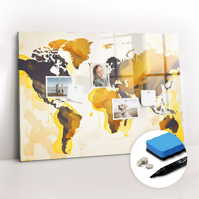 Magnetic writing board Abstract world map