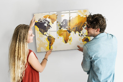 Magnetic writing board Abstract world map
