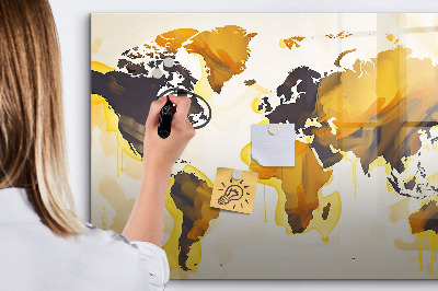 Magnetic writing board Abstract world map