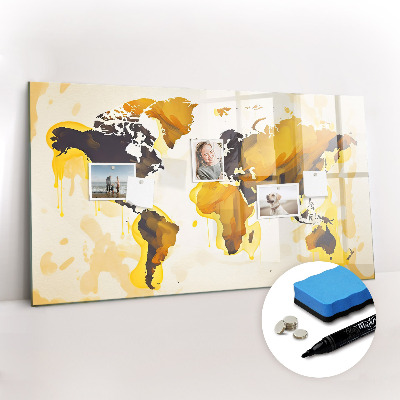 Magnetic writing board Abstract world map