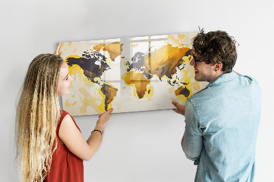 Magnetic writing board Abstract world map