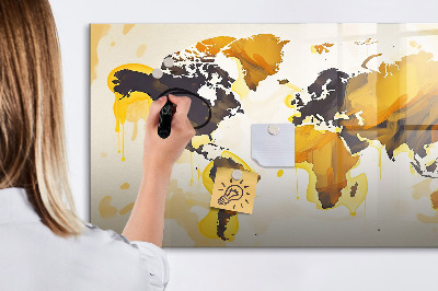 Magnetic writing board Abstract world map
