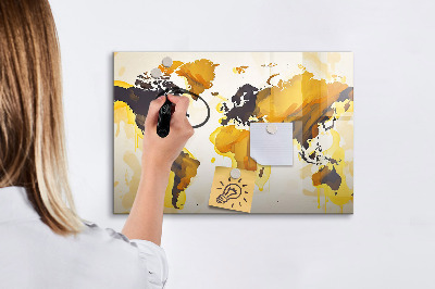 Magnetic writing board Abstract world map