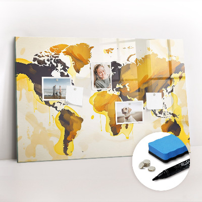 Magnetic writing board Abstract world map