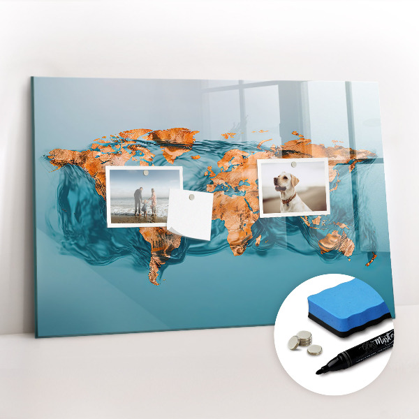 Magnetic erase board Abstract world map